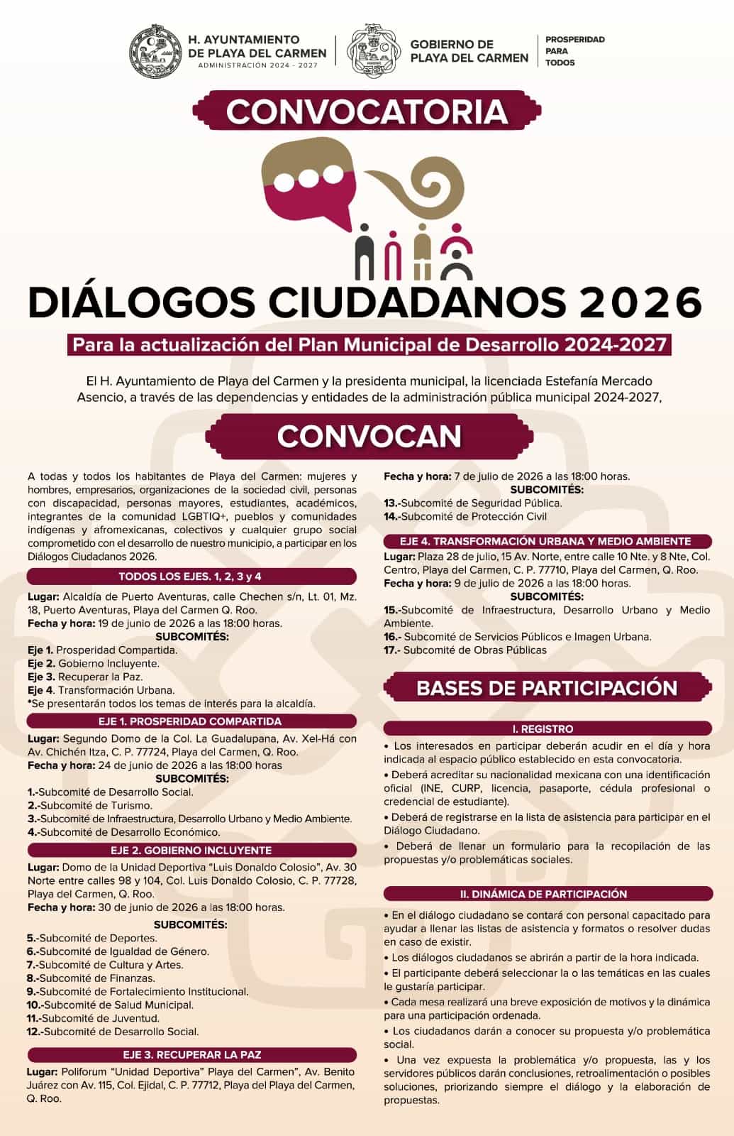 Gobierno de Playa del Carmen fortalece la participación social con los Diálogos Ciudadanos 2026