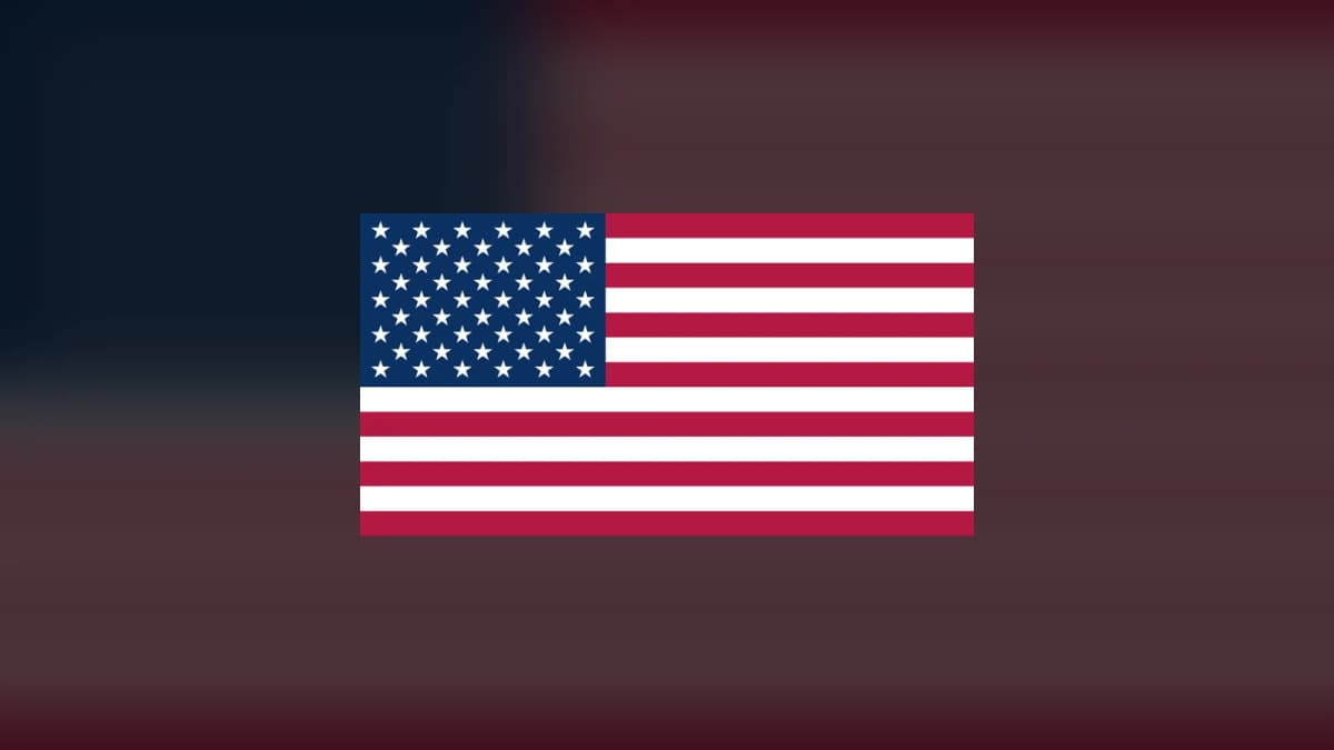Bandera de Estados Unidos sobre fondo degradado rojo y azul oscuro