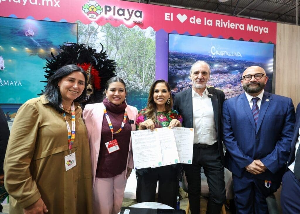 Mara Lezama respalda al gobierno de Playa del Carmen en FITUR, en firma de histórico acuerdo entre el gobierno de Estefanía Mercado y la Riviera Cristallina, Italia
