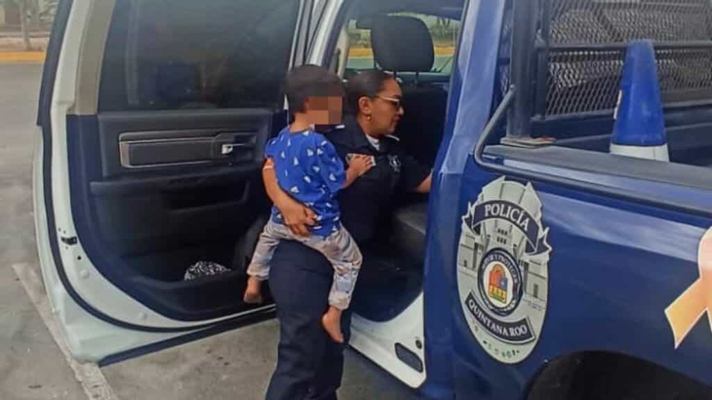 Rescatan a menor de dos años extraviado en la avenida CTM de Playa del Carmen